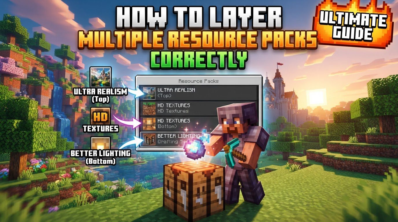 layer multiple resource packs correctly in Minecraft