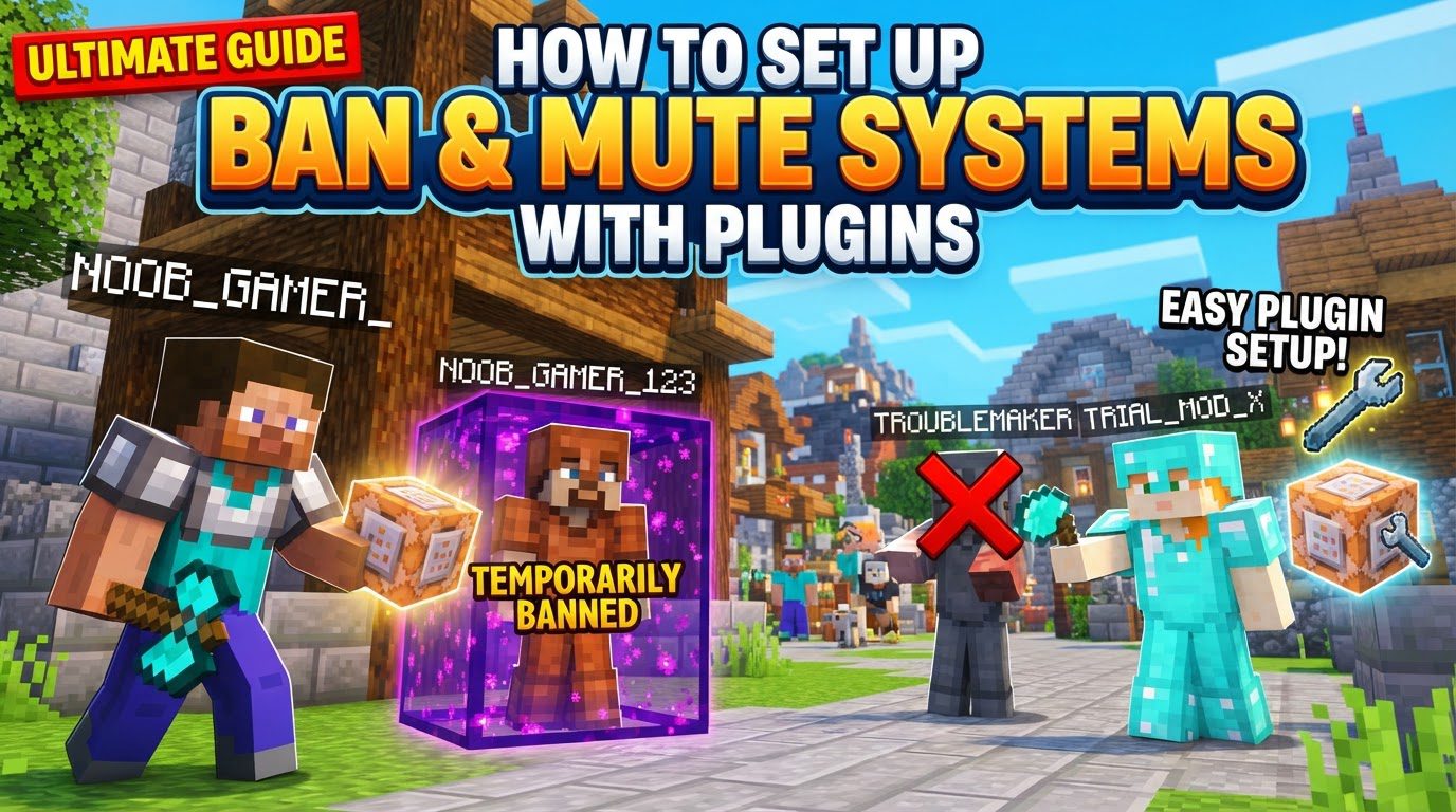set up ban and mute systems with plugins in Minecraft
