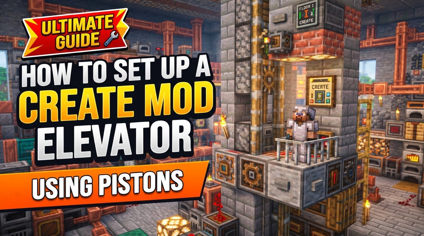 set up a Create mod elevator using pistons in Minecraft