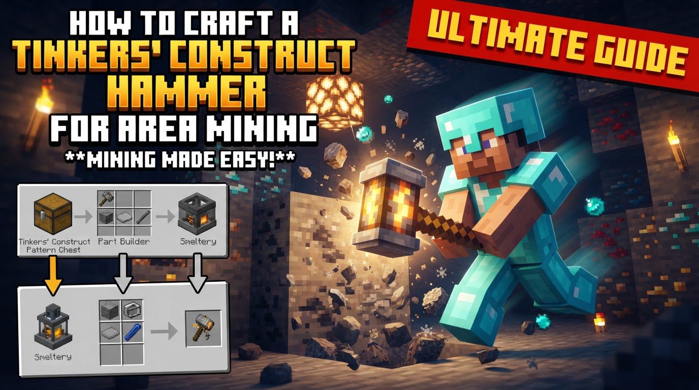 How to craft a Tinkers' Construct Hammer for area mining