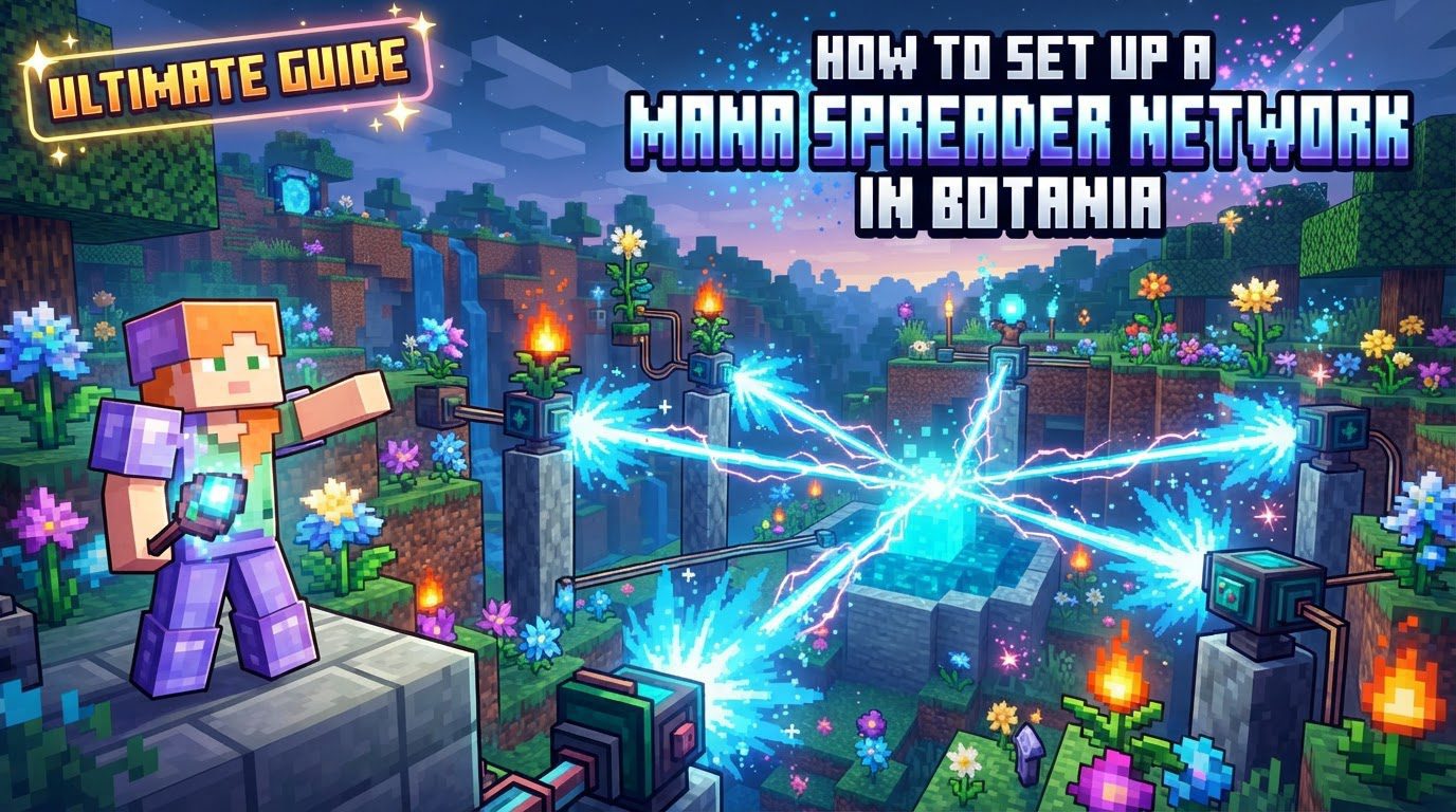 set up a Mana Spreader network in Botania in Minecraft