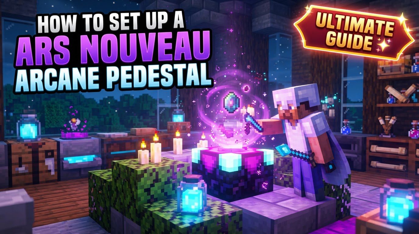 set up a Ars Nouveau Arcane Pedestal in Minecraft