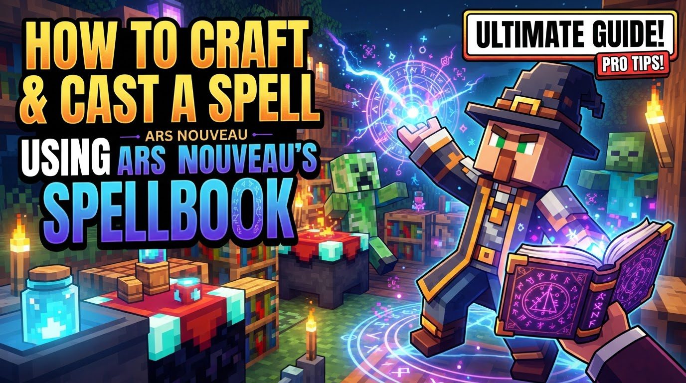 How to craft and cast a spell using Ars Nouveau's Spellbook