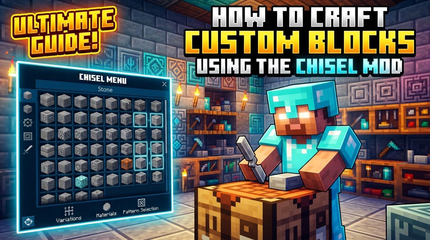 craft custom blocks using the Chisel mod in Minecraft
