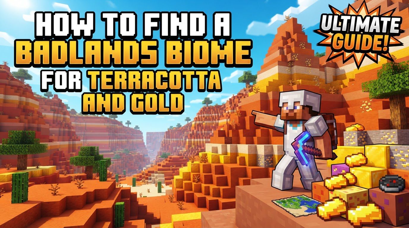 find a badlands biome for terracotta and gold in Minecraft