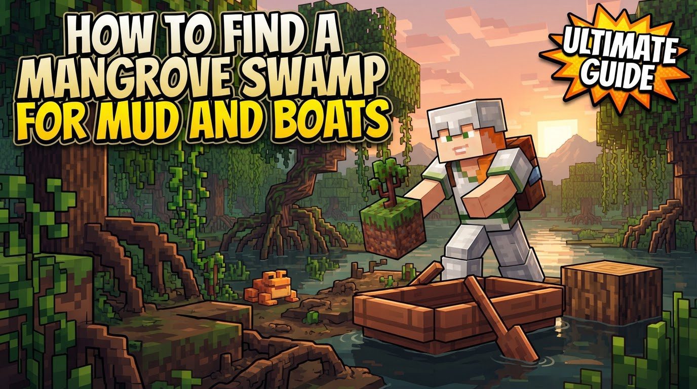 find a mangrove swamp for mud and boats in Minecraft