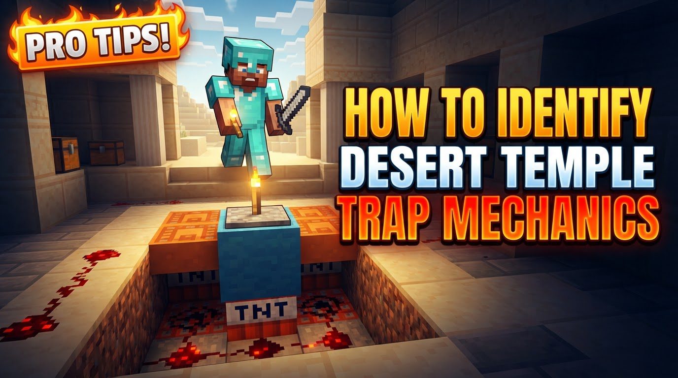 identify desert temple trap mechanics in Minecraft