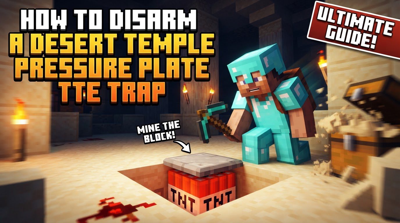 disarm a desert temple pressure plate trap in Minecraft