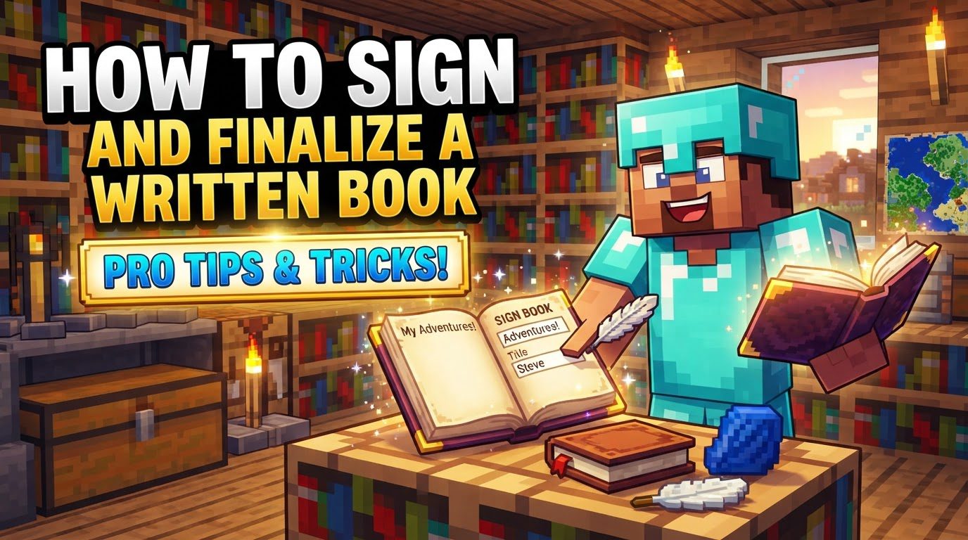 sign and finalize a written book in Minecraft