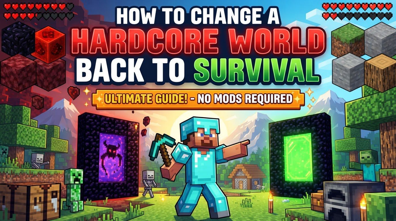 change a hardcore world back to survival in Minecraft