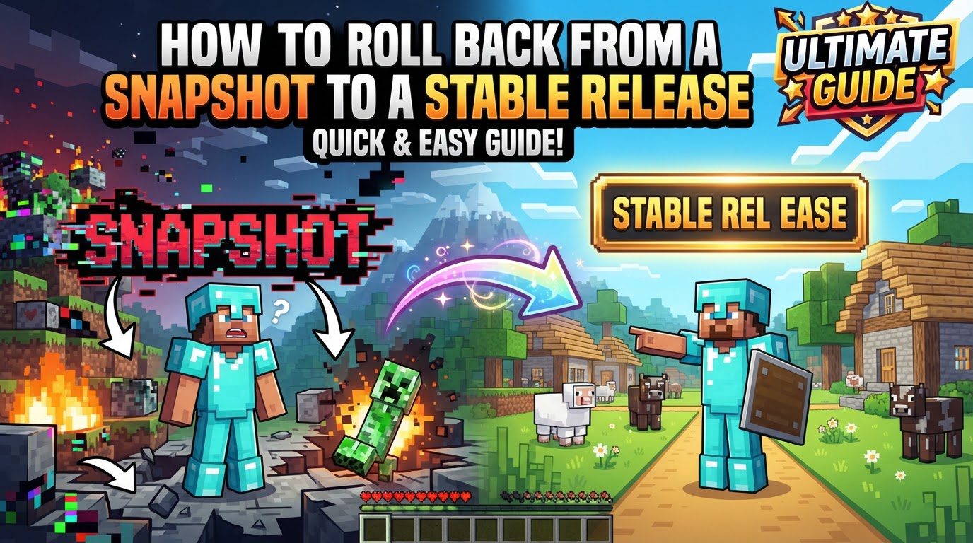 roll back from a snapshot to a stable release in Minecraft