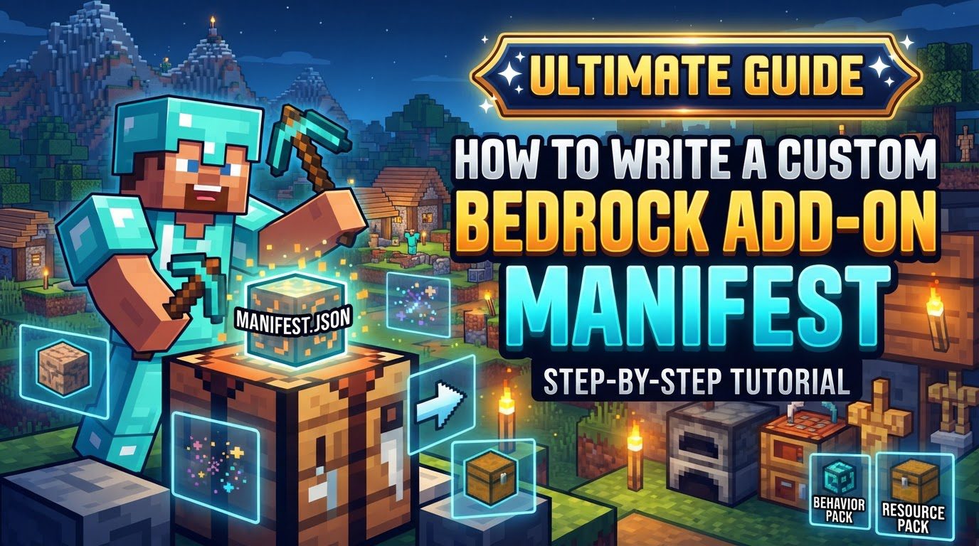 write a custom Bedrock add-on manifest in Minecraft