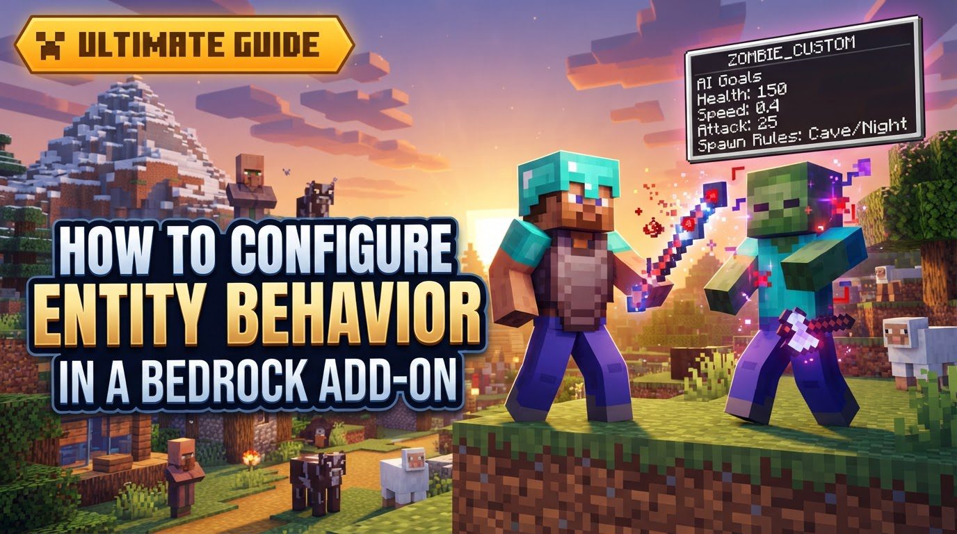 configure entity behavior in a Bedrock add-on in Minecraft