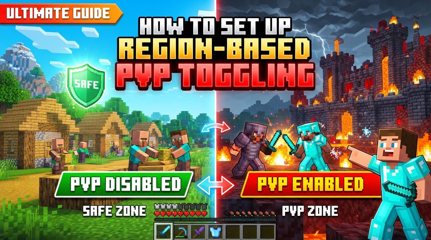 set up region-based PvP toggling in Minecraft