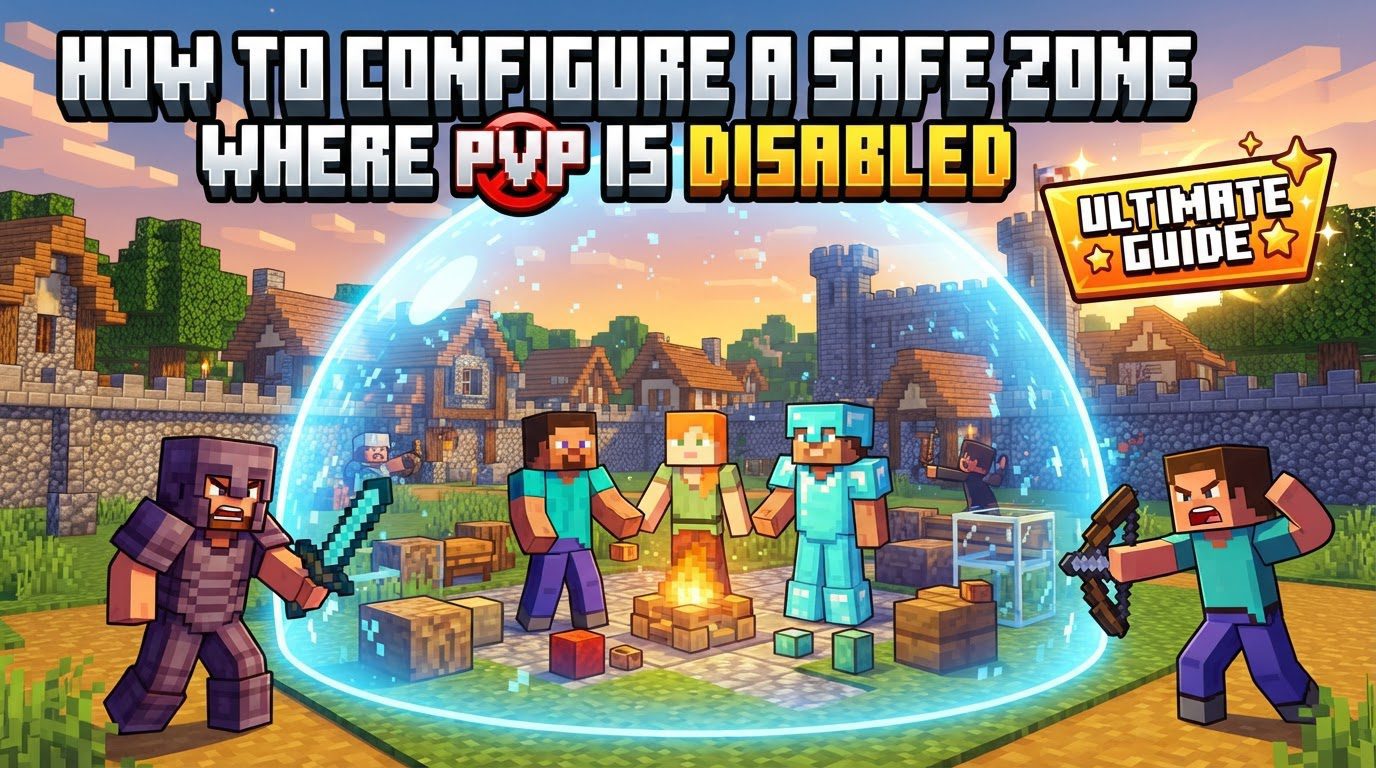 configure a safe zone where PvP is disabled in Minecraft