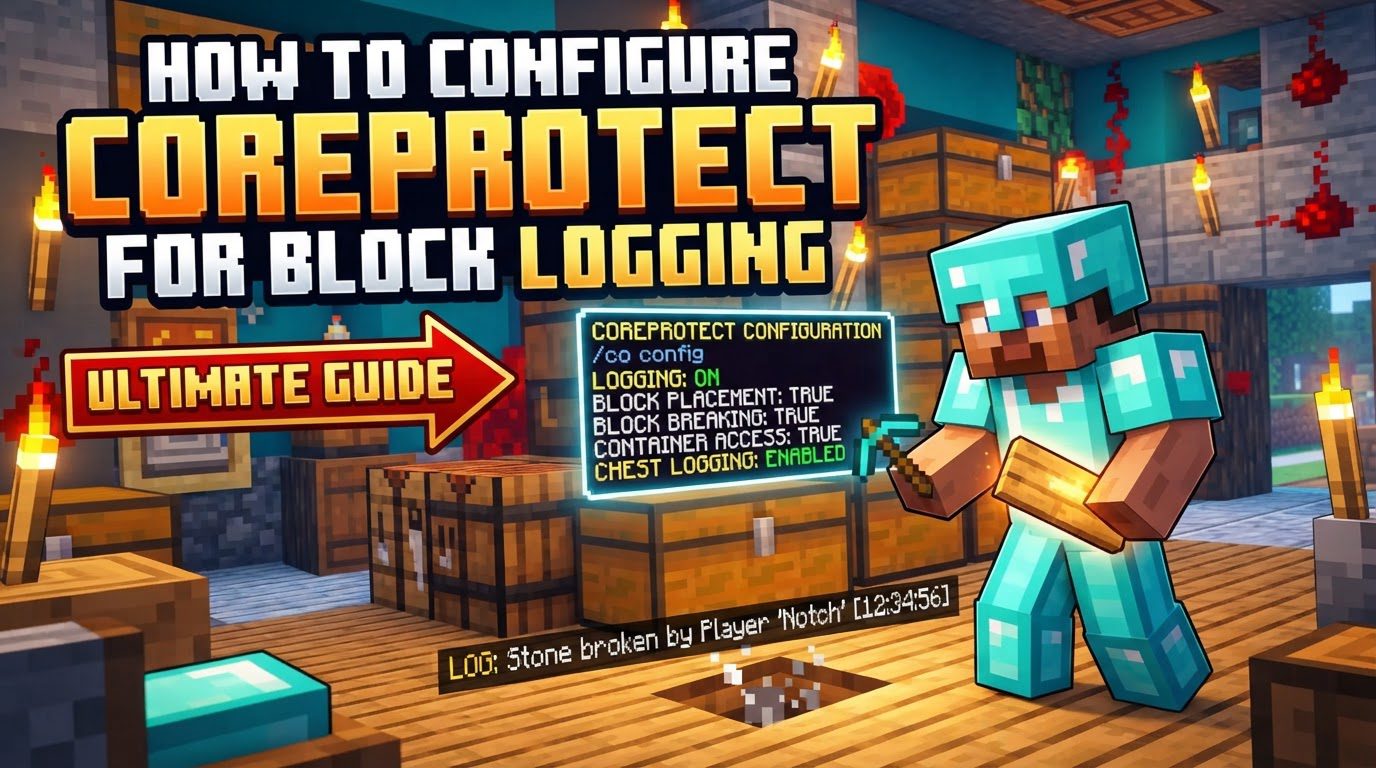 configure CoreProtect for block logging in Minecraft
