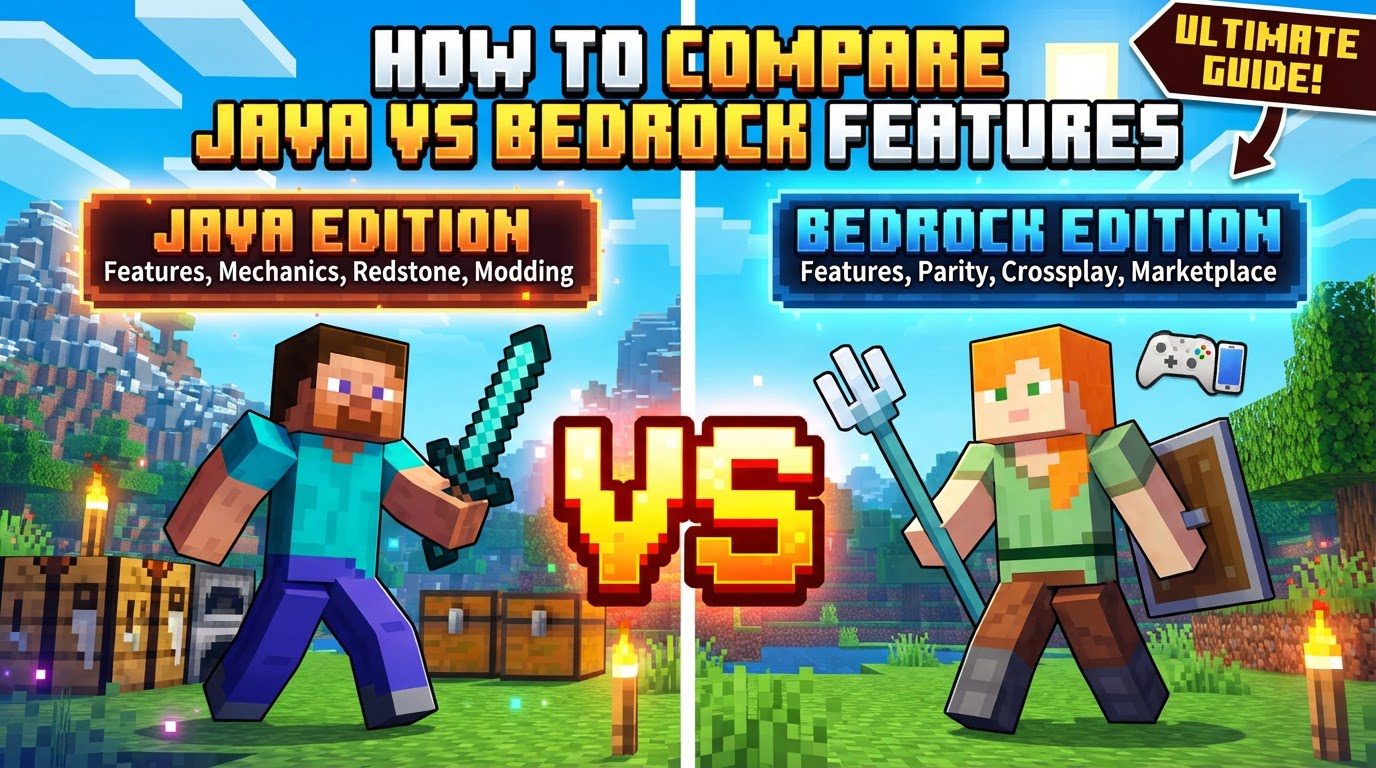 compare Java Edition versus Bedrock Edition features in Minecraft
