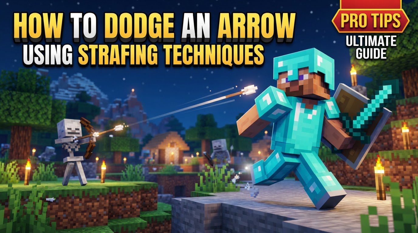 dodge an arrow using strafing techniques in Minecraft