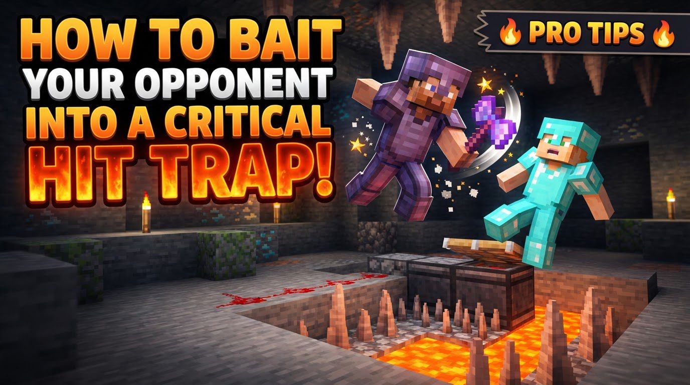 bait an opponent into a critical hit trap in Minecraft