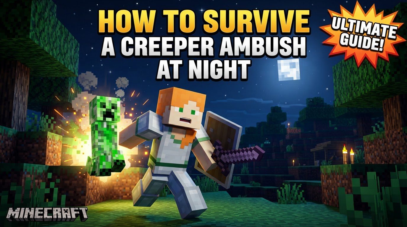 survive a creeper ambush at night in Minecraft