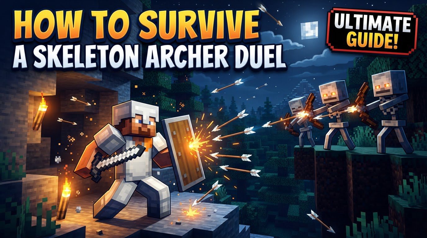 survive a skeleton archer duel in Minecraft