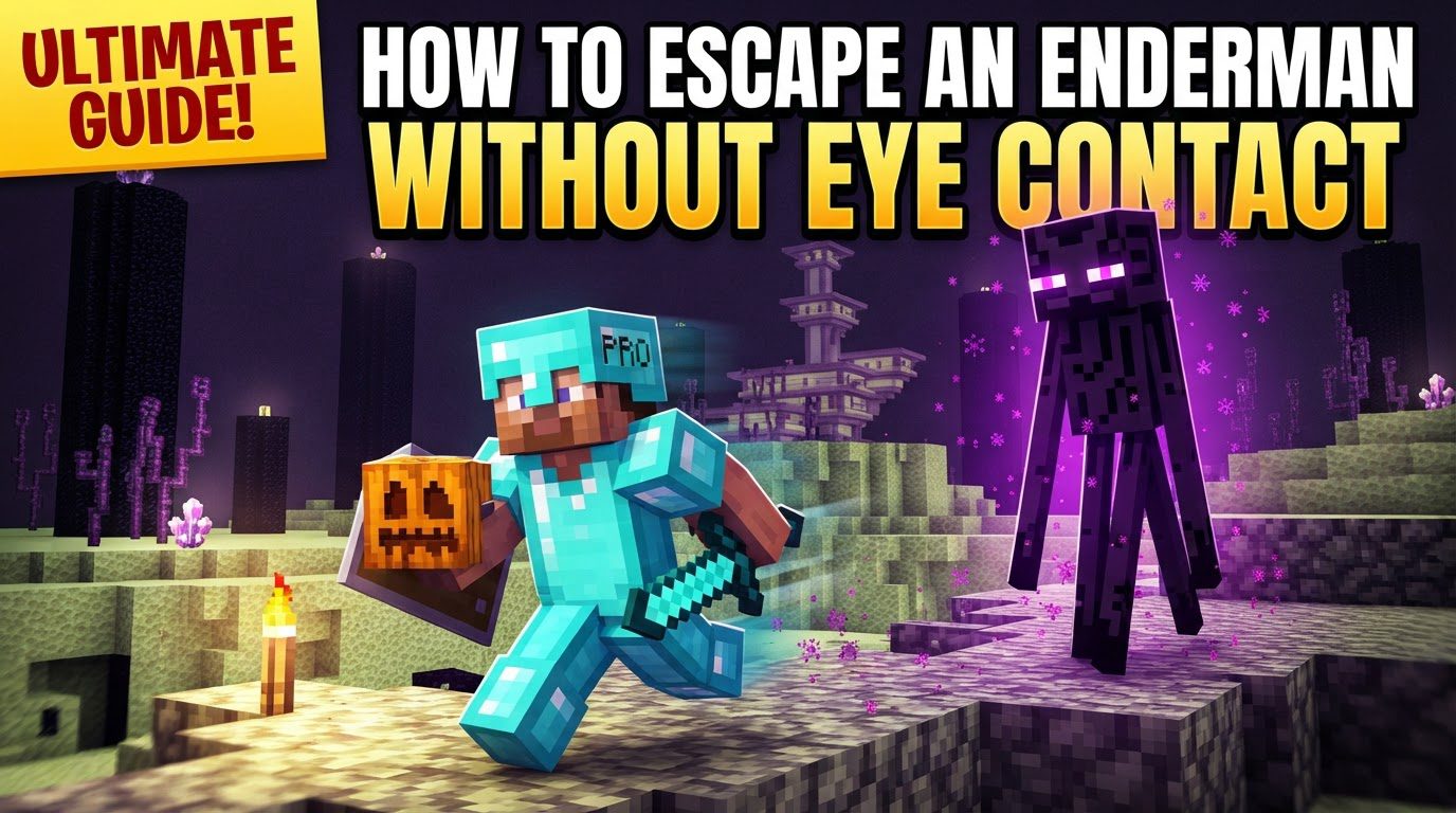 escape an enderman without eye contact in Minecraft