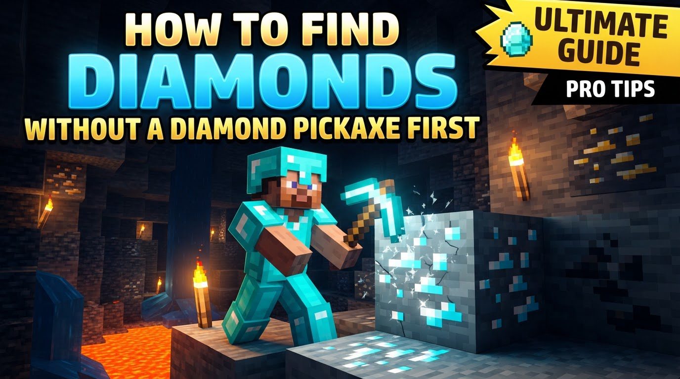 find diamonds without a diamond pickaxe first in Minecraft