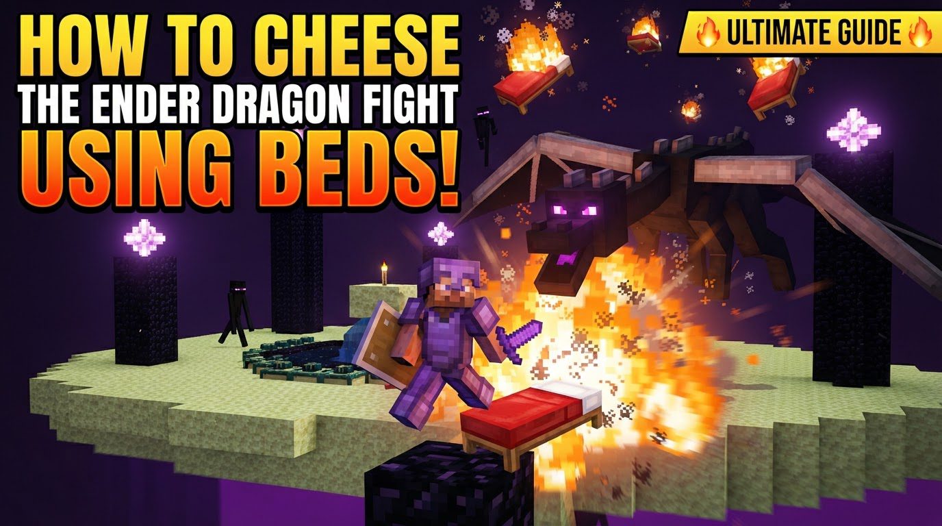 cheese the Ender Dragon fight using beds in Minecraft