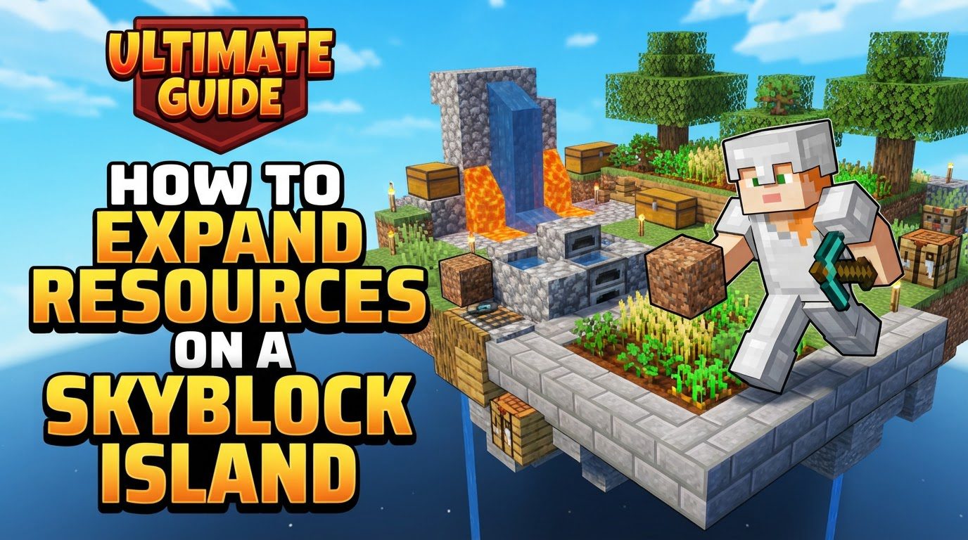 expand resources on a skyblock island in Minecraft