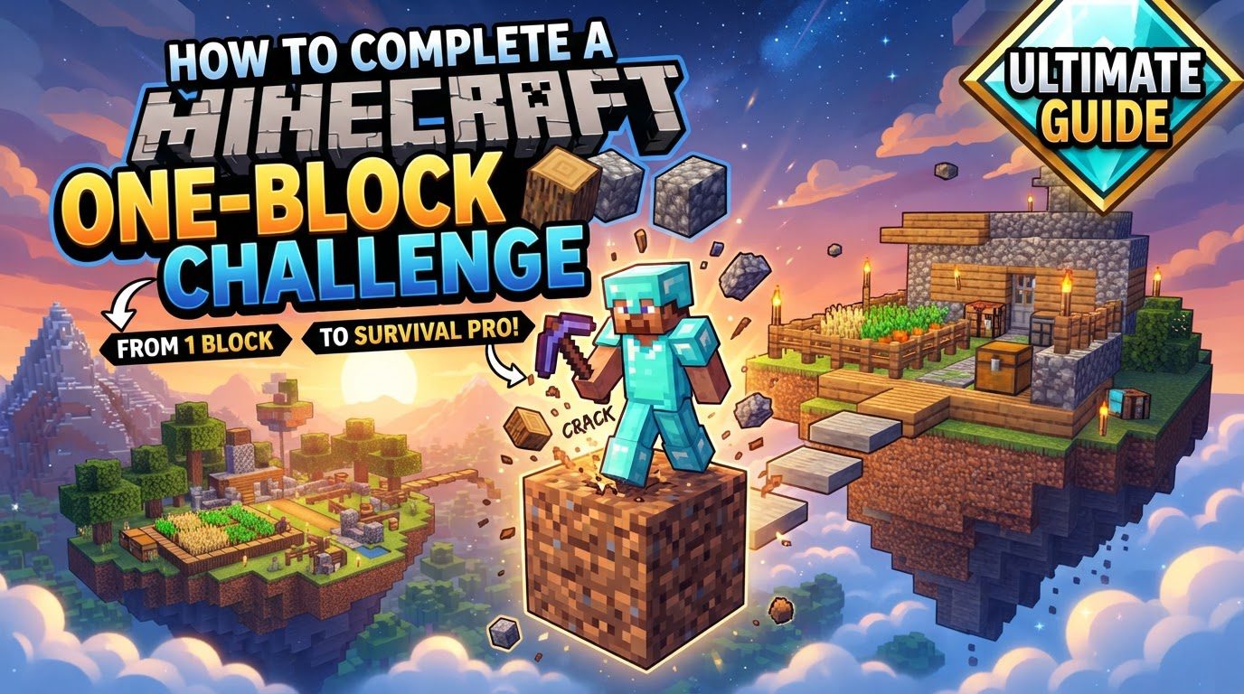 complete a Minecraft one-block challenge in Minecraft
