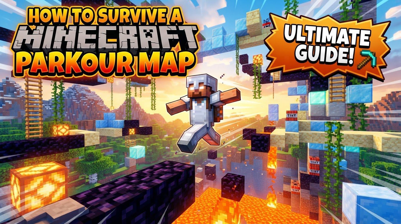 survive a Minecraft parkour map in Minecraft