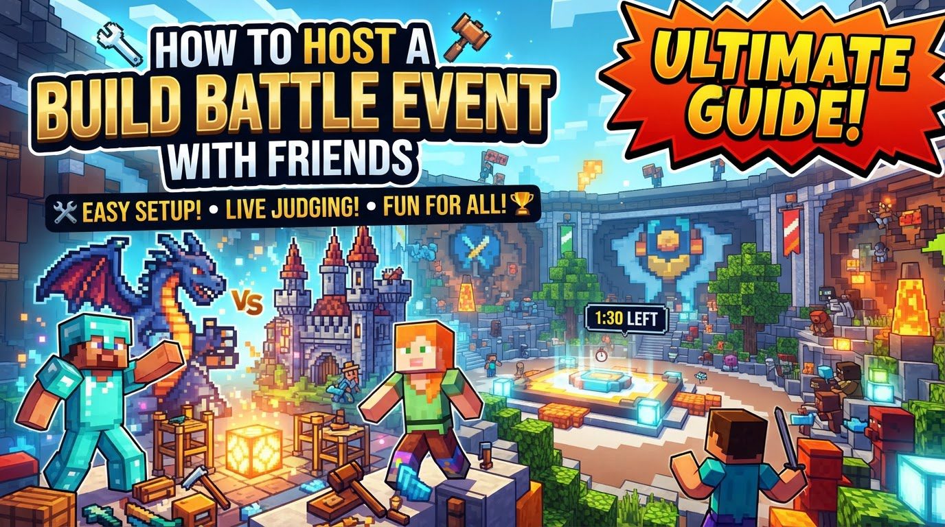 host a build battle event with friends in Minecraft