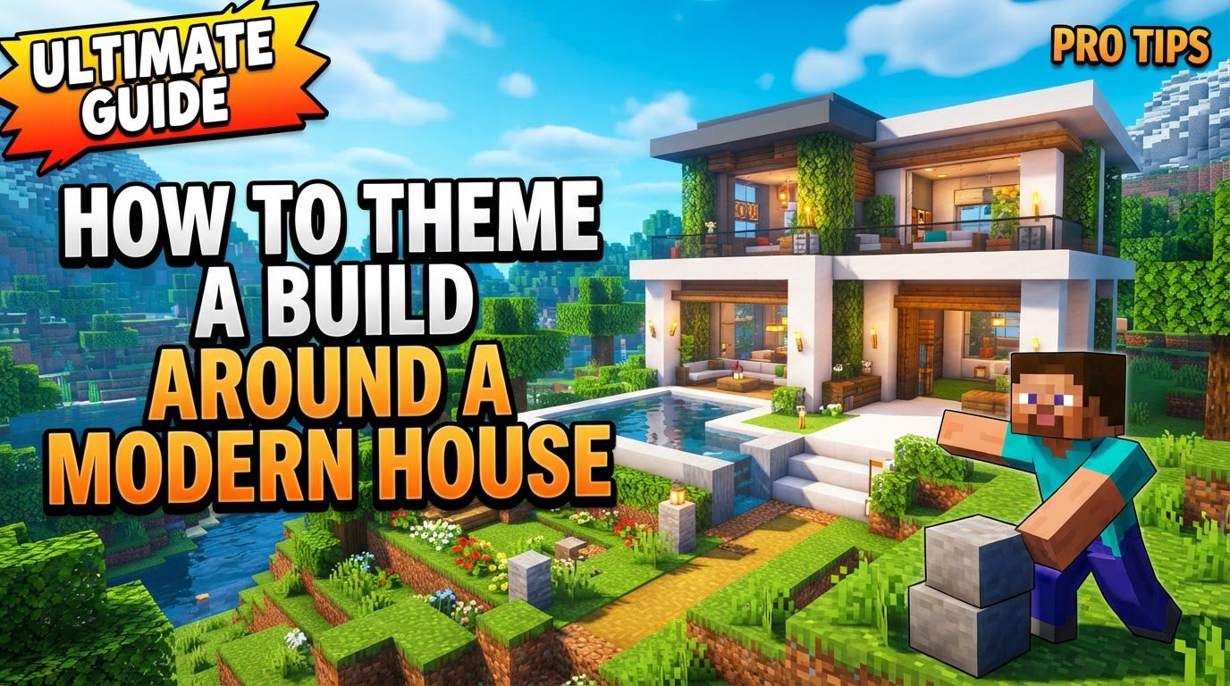 theme a build around a modern house in Minecraft