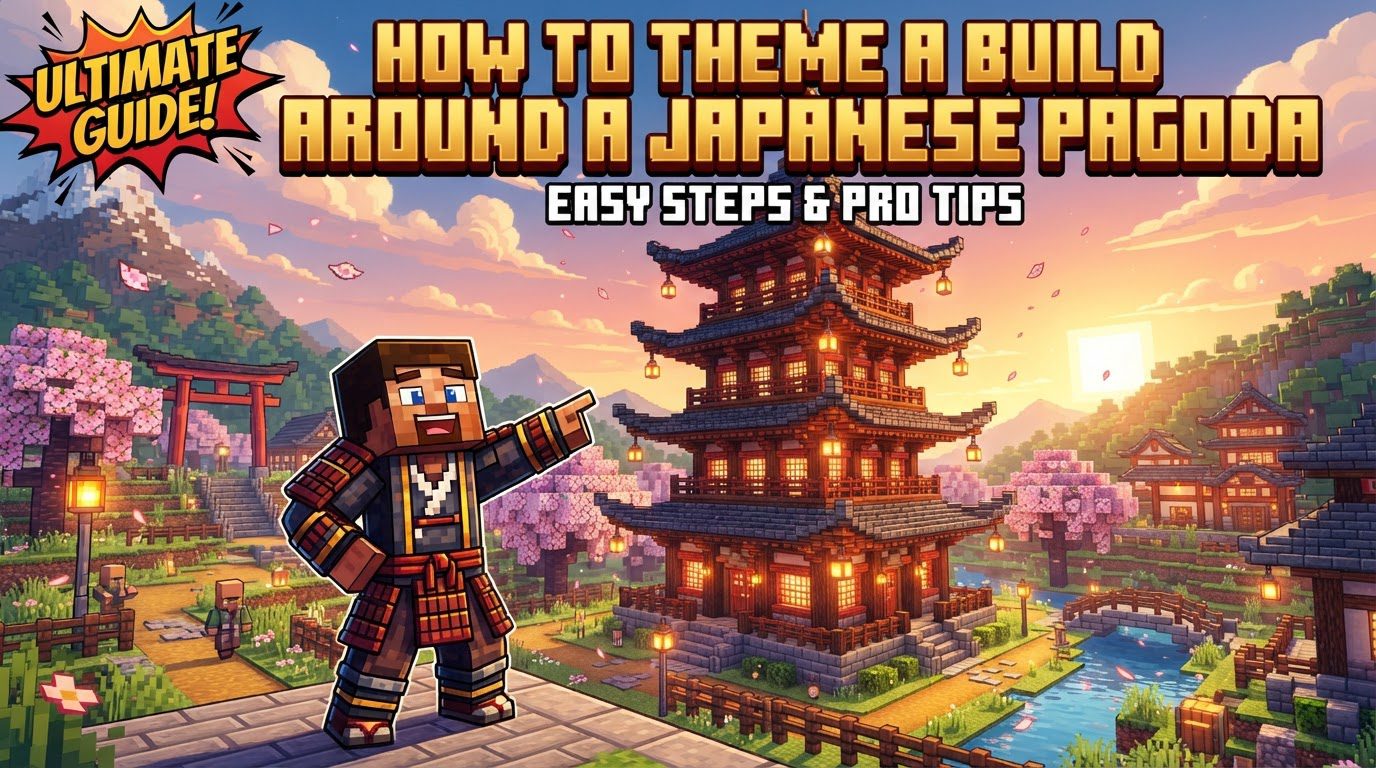 theme a build around a Japanese pagoda in Minecraft