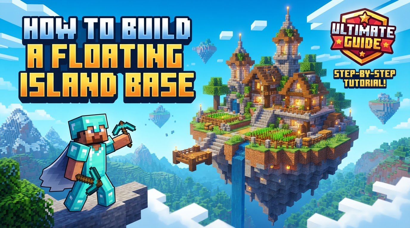 build a floating island base in Minecraft