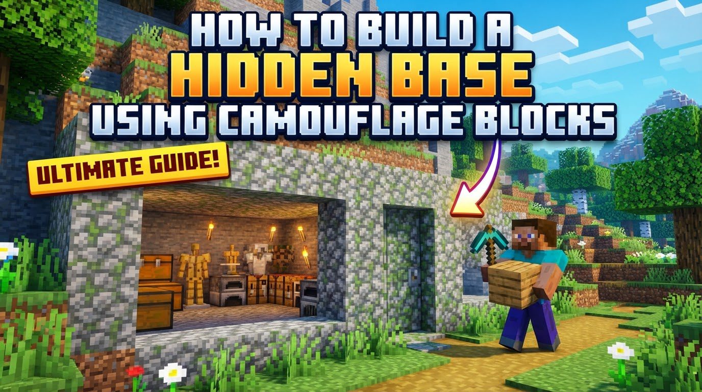 build a hidden base using camouflage blocks in Minecraft