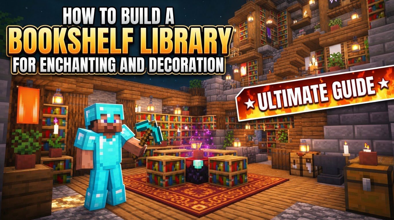 build a bookshelf library for enchanting and decoration in Minecraft