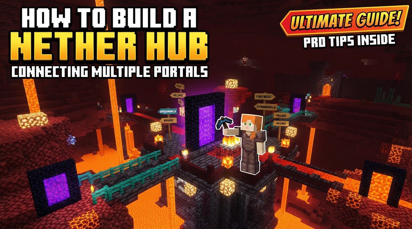 build a Nether hub connecting multiple portals in Minecraft