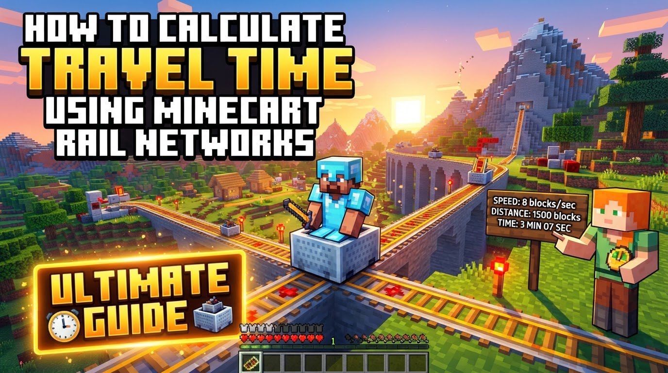 calculate travel time using minecart rail networks in Minecraft