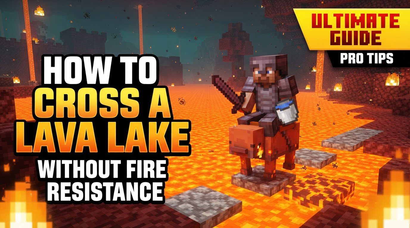 cross a lava lake without fire resistance in Minecraft