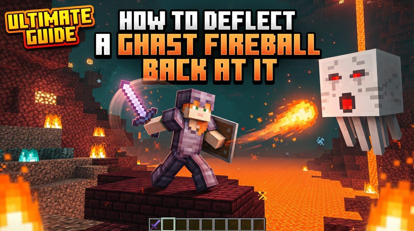 deflect a ghast fireball back at it in Minecraft