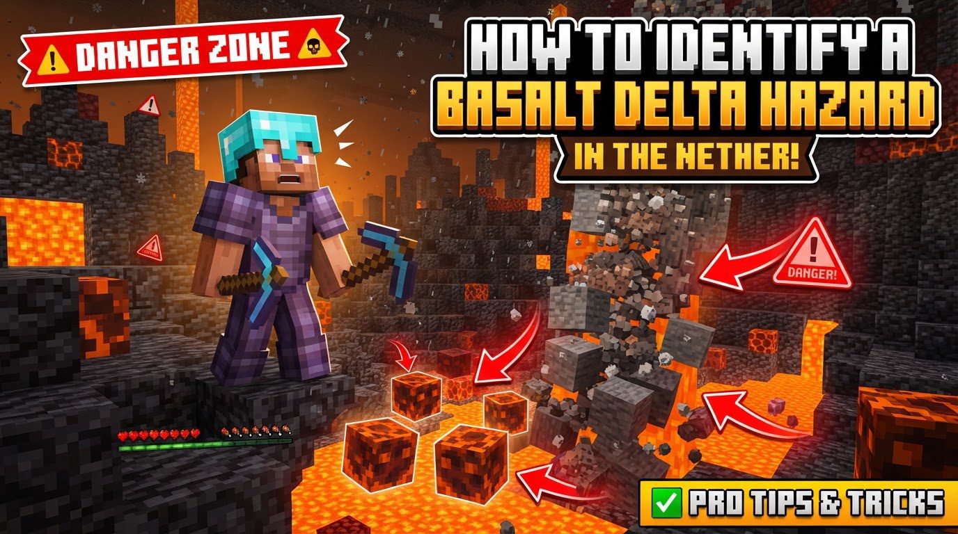 identify a basalt delta hazard in the Nether in Minecraft