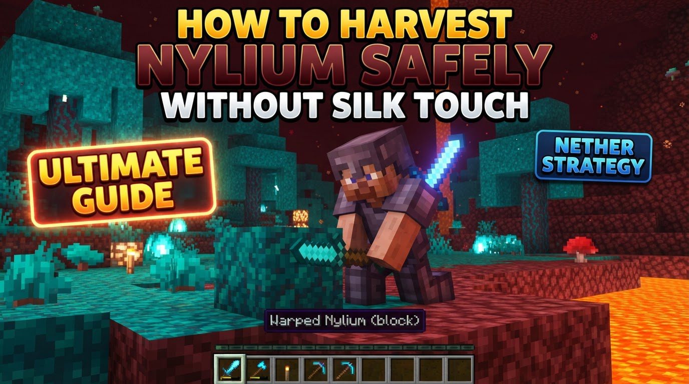 harvest nylium safely without silk touch in Minecraft