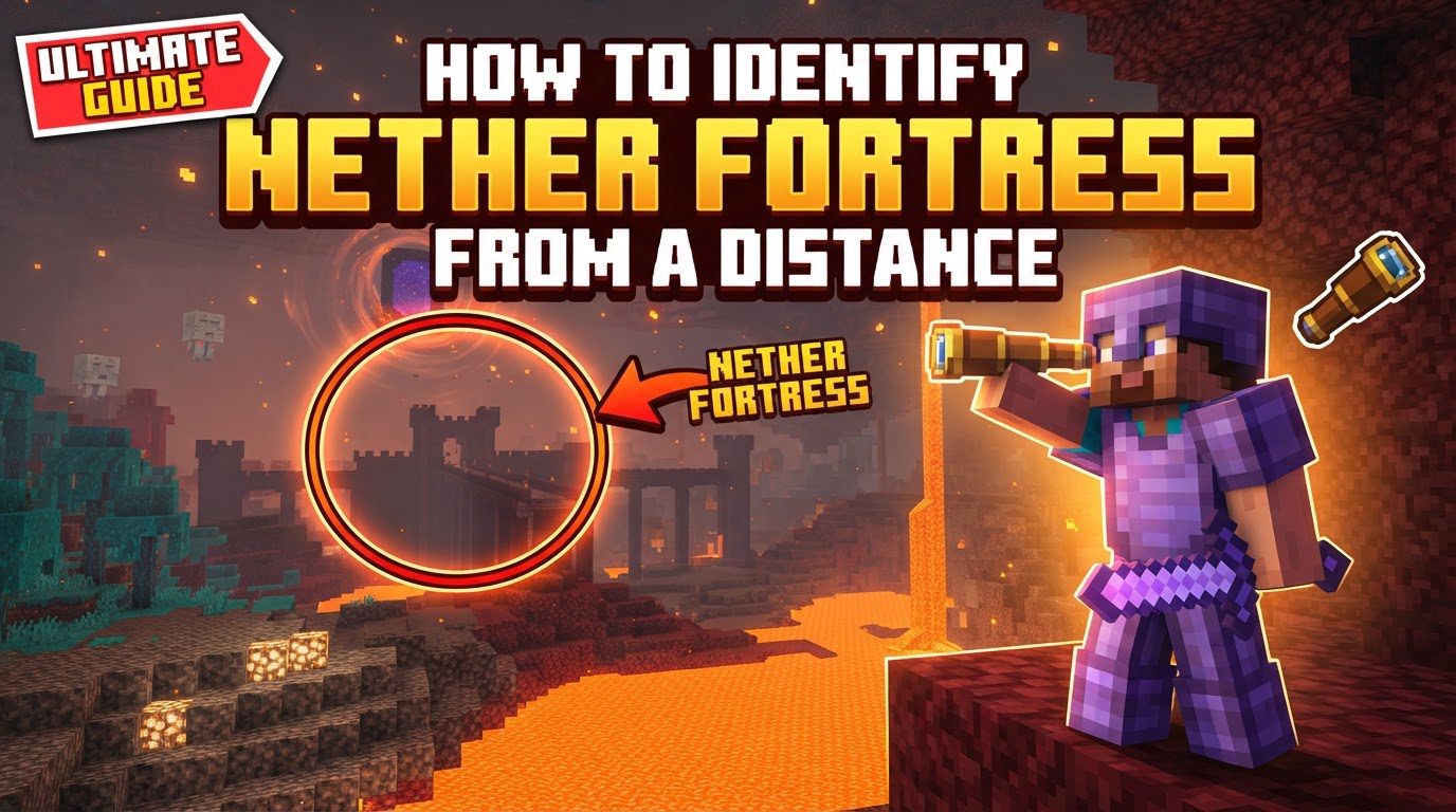 identify a nether fortress from a distance in Minecraft