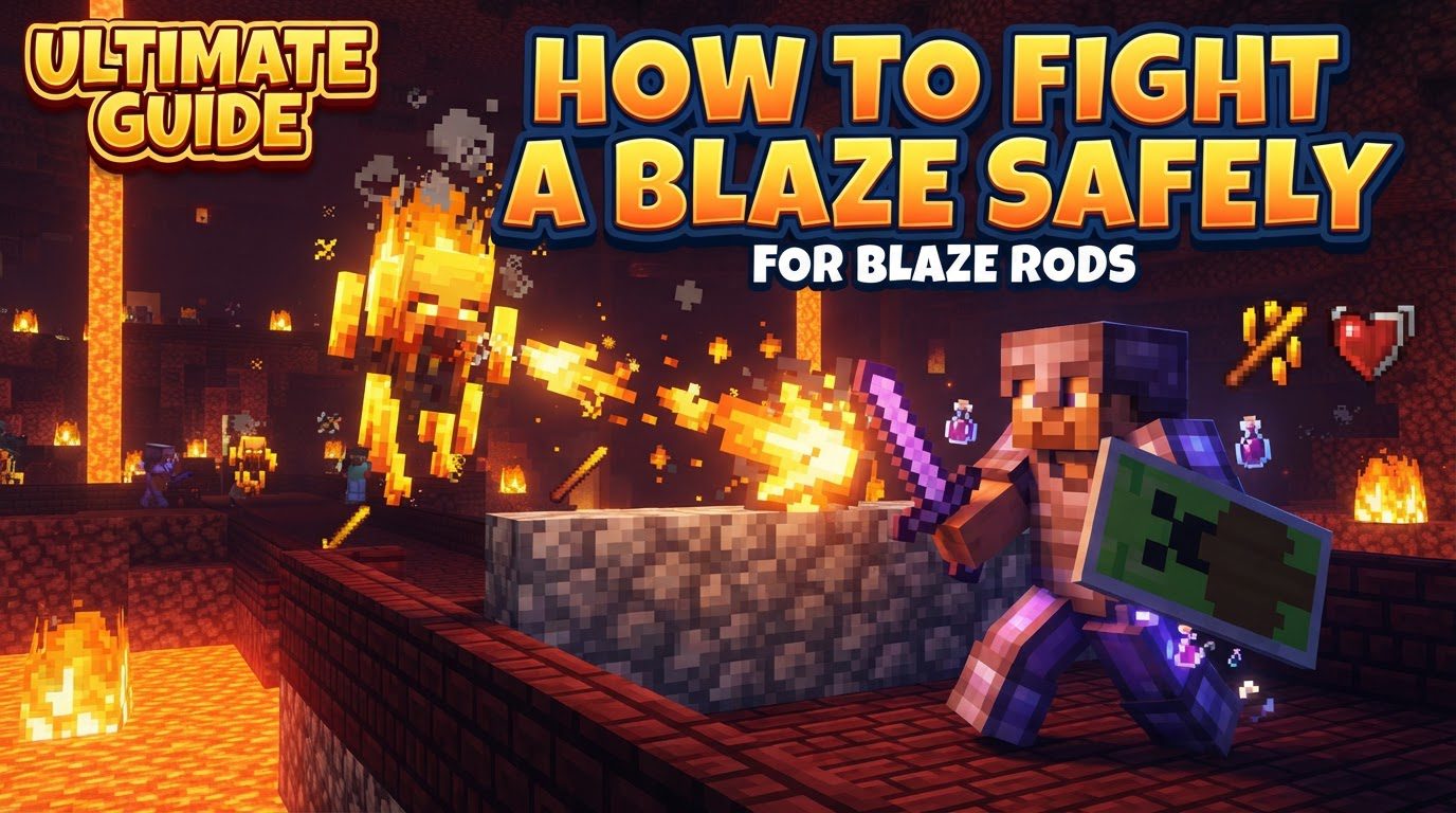 fight a blaze safely for blaze rods in Minecraft