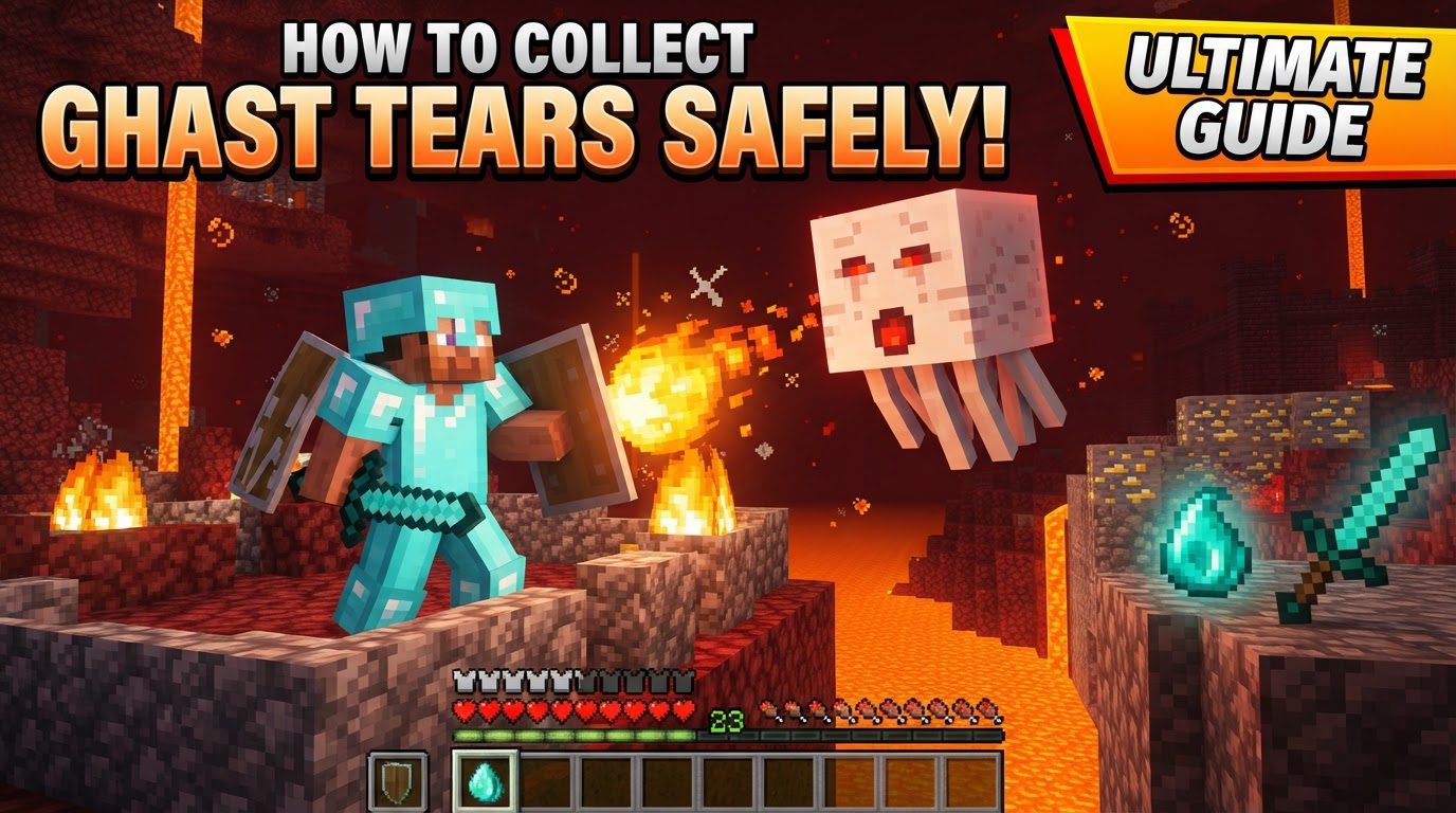 collect ghast tears safely in Minecraft