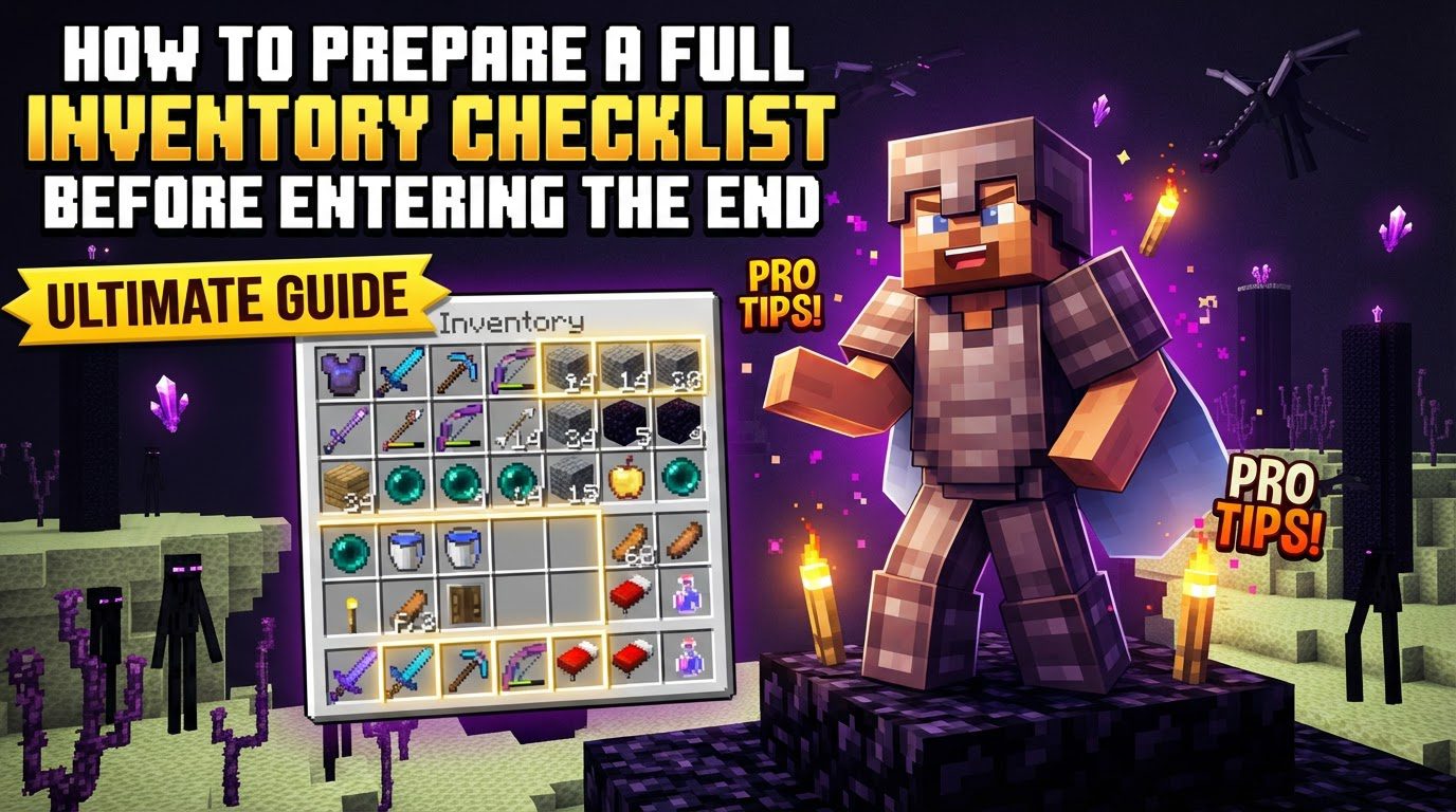 prepare a full inventory checklist before entering the End in Minecraft