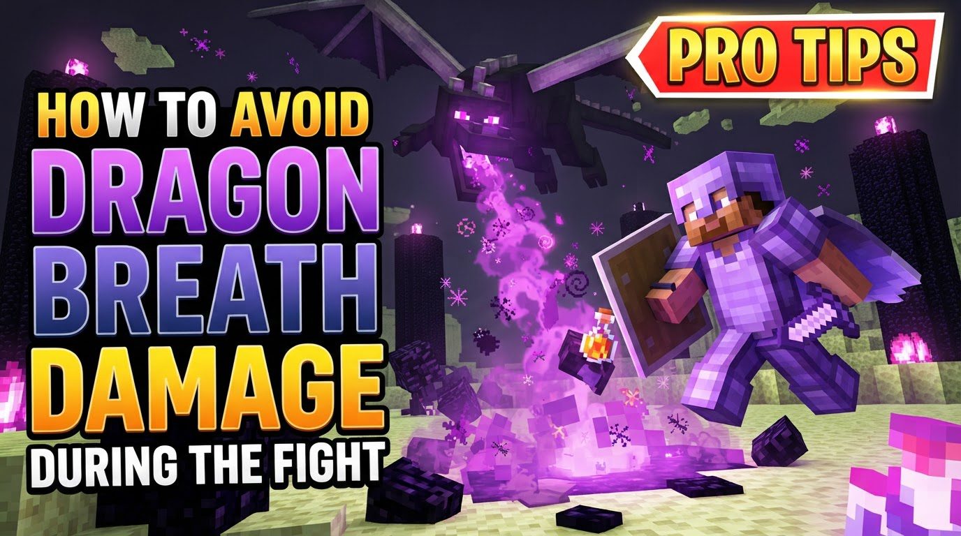 avoid dragon breath damage during the fight in Minecraft