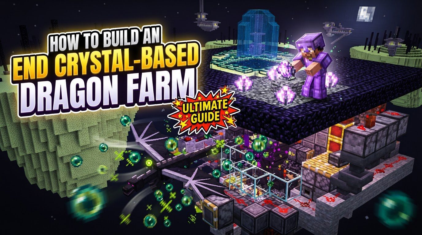build an end crystal-based dragon farm in Minecraft