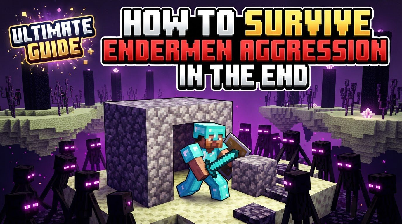 survive endermen aggression in the End in Minecraft